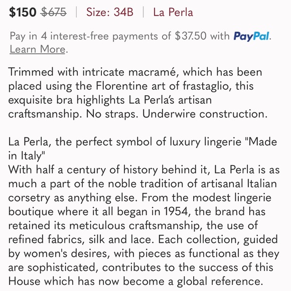 LA PERLA bandeau bra with macramé in Black size 34b - Picture 6 of 9